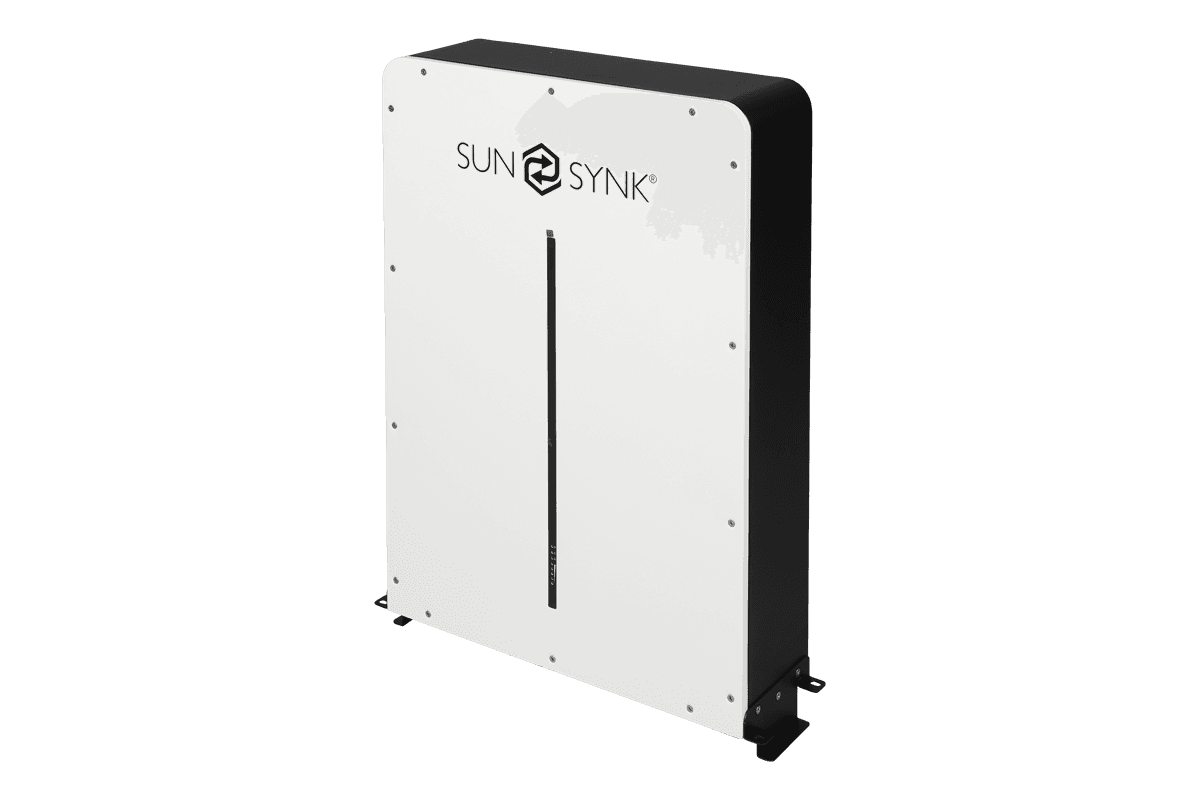 Sunsynk battery storage device used to store excess electricity generated from solar panels.