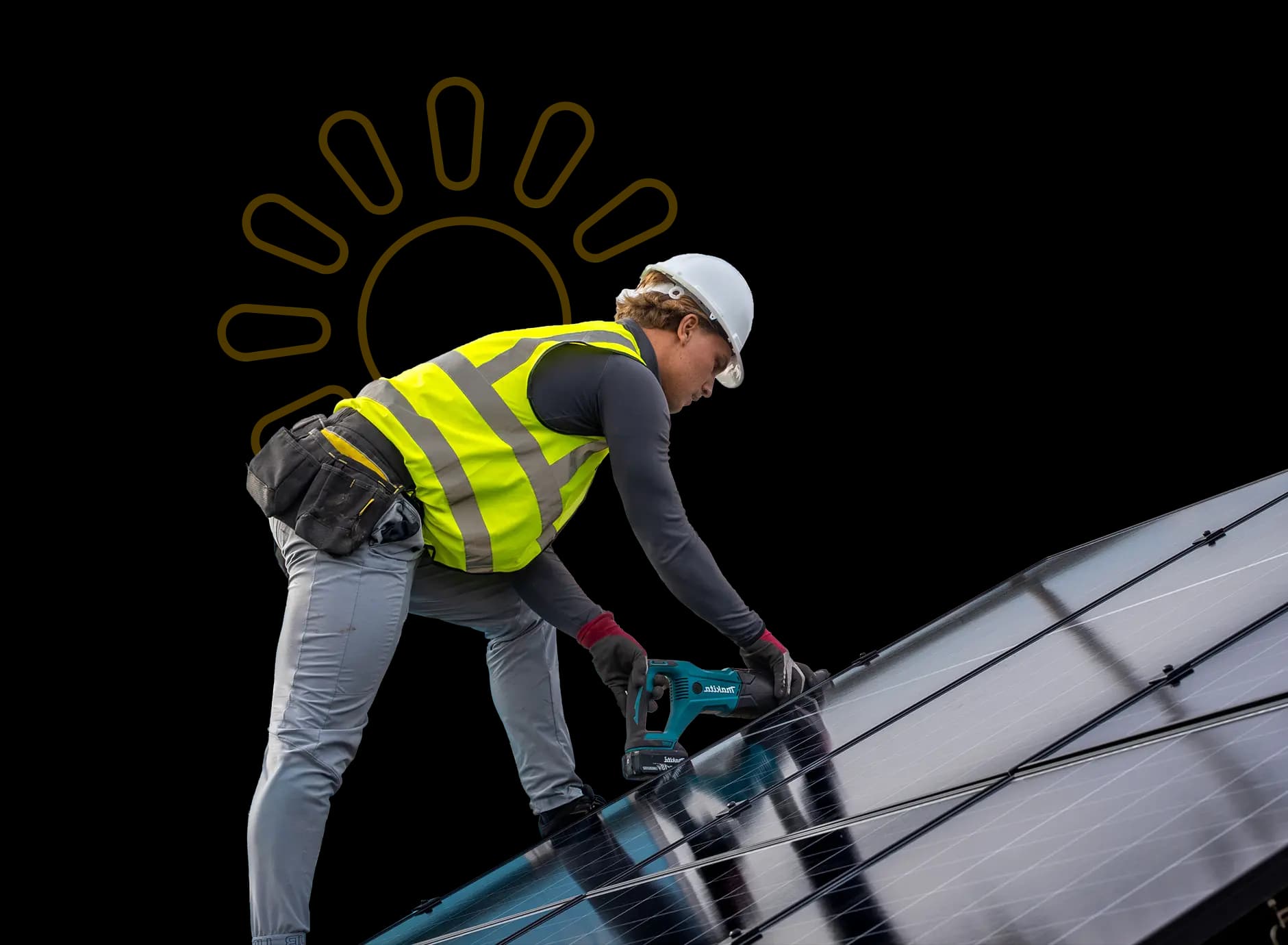 Man installing solar on the roof of a house, representing how Utilita Home compares against other UK solar panel suppliers.