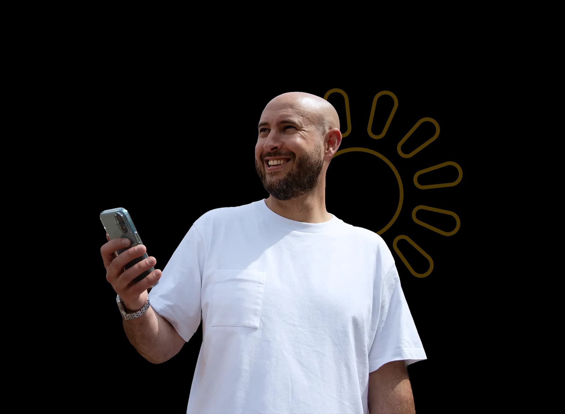 Man on his mobile phone, smiling while viewing the increased savings he's made with solar battery storage & Utilita Optimise.